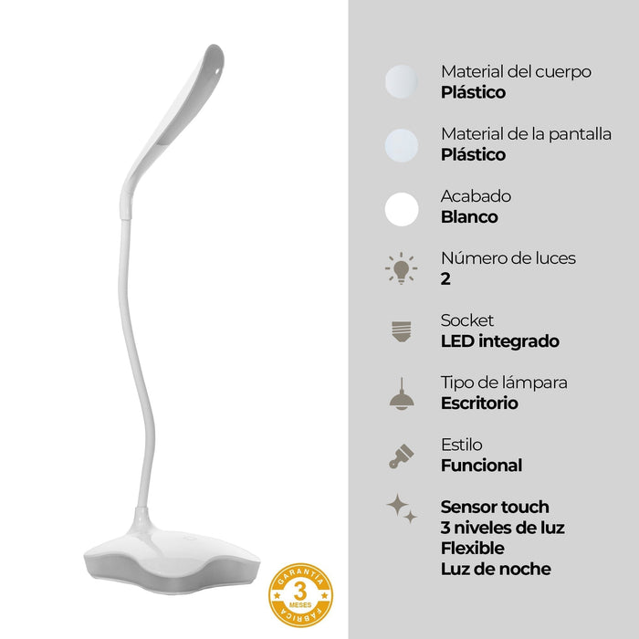 Lámpara Escritorio Luz Noche LED Luz Blanca 6500K