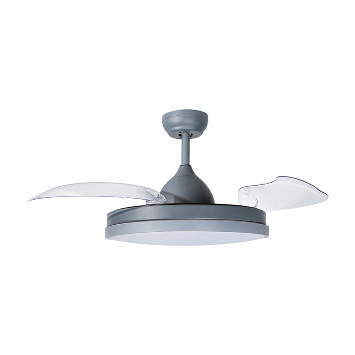 Ventilador De Techo Retráctil 42", Luz LED, Gris Mate, 3 Aspas, 6 Velocidades