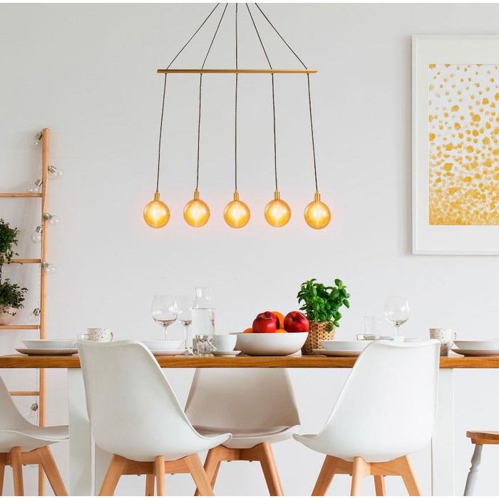 LAMP. COLGANTE DORADO 5L G9 2W (BOMBILLOS LED INCLUIDOS)
