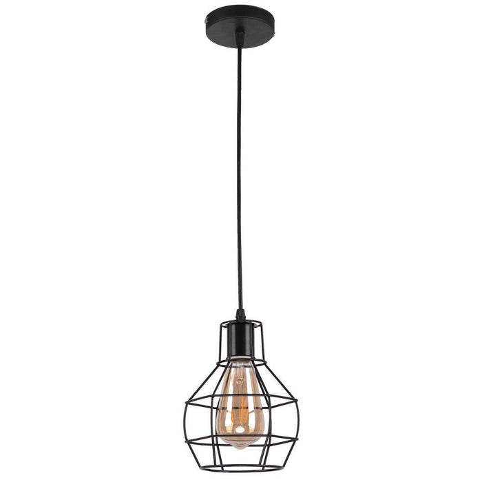 Lámpara Colgante Vintage Negro Mate 60W E27 1 Luz