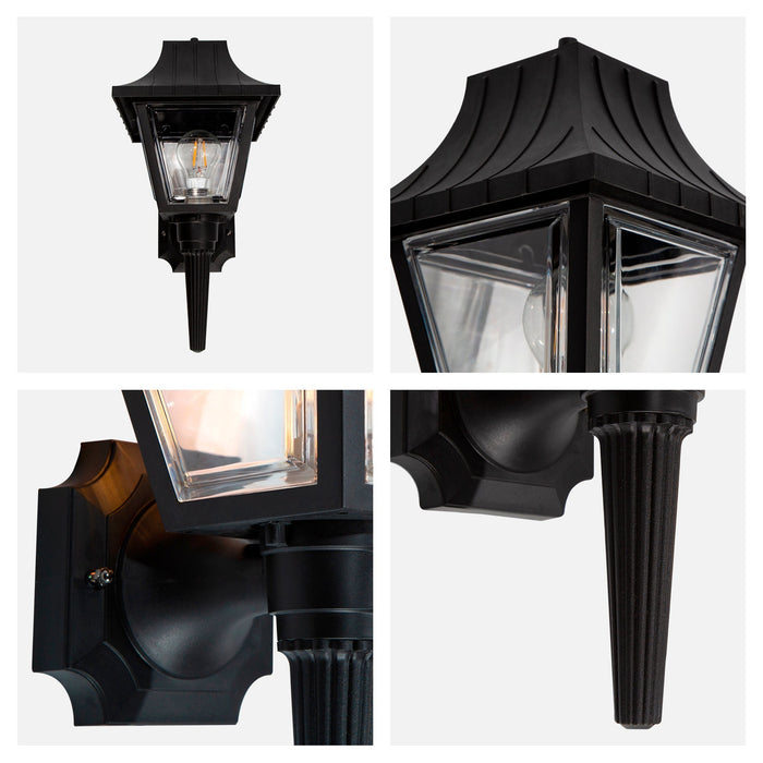 Lámpara de pared exterior, Negro 1L E27 40W 2 Piezas