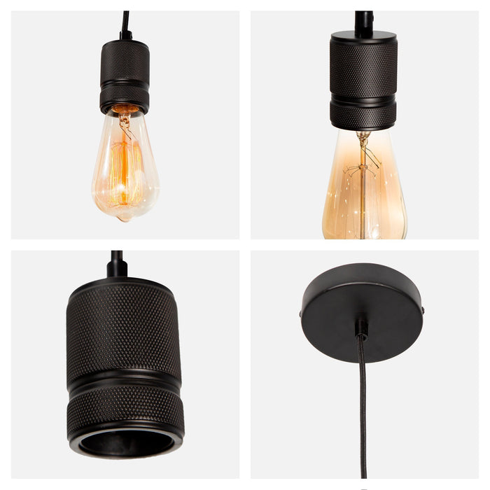 Lámpara Colgante Mini Retro Negro Mate E27 60W 1 Luz
