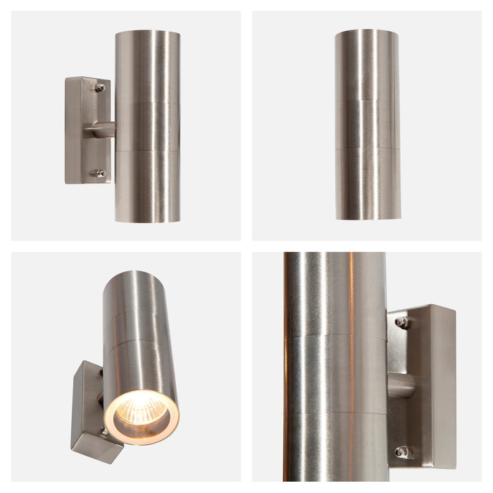 Lámpara de pared exterior, Níquel Satinado 2L GU10 35W