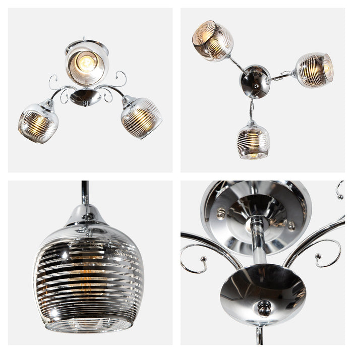 Lámpara Techo Cromo E27 40W 3 Luces