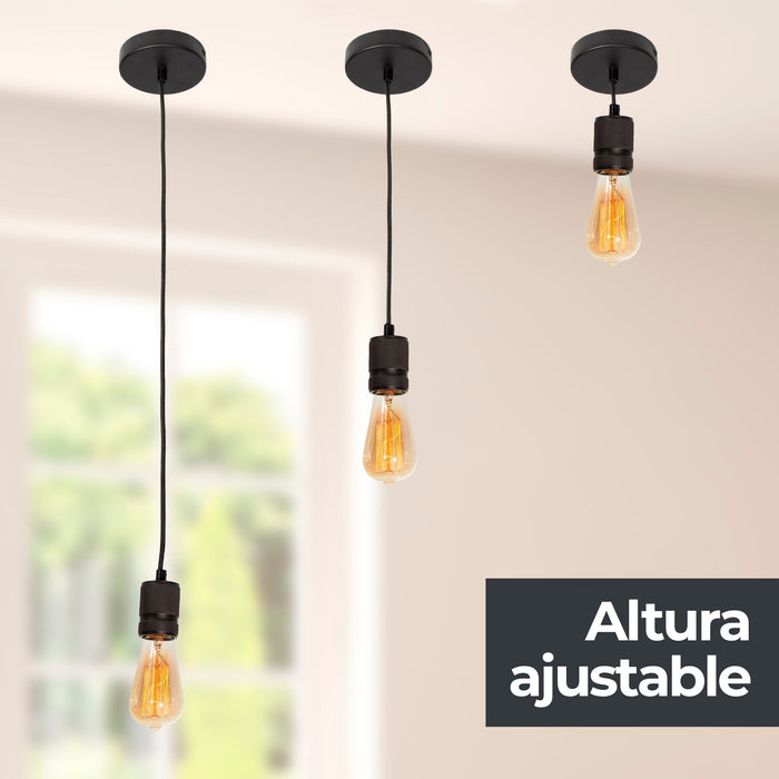 Lámpara Colgante Mini Retro Negro Mate E27 60W 1 Luz