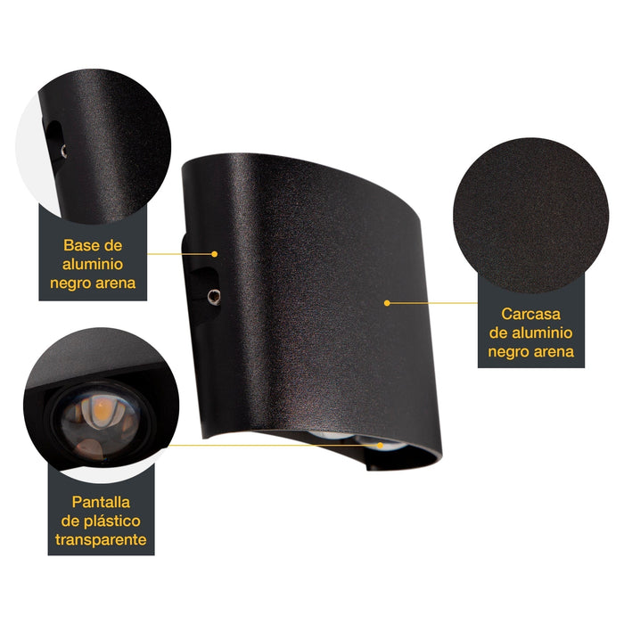 Lámpara de Pared Exterior LED 6W 3000K Luz Cálida IP54