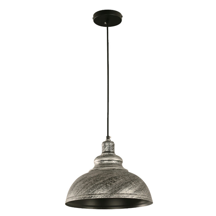 LAMP. COLGANTE PLATEADO CEPILLADO 1L E27 60W