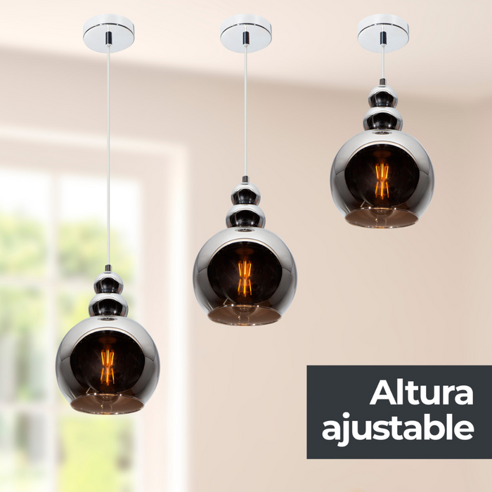 Lámpara Colgante Cromo E27 40w 1 Luz