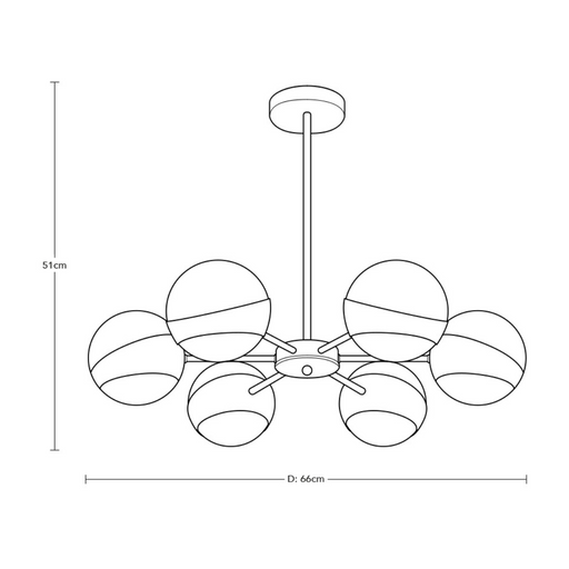 Lámpara Colgante Sputnik Negro Mate E27 40w 6 Luces