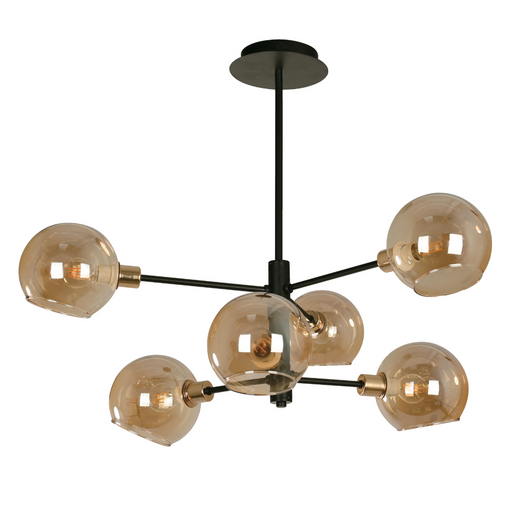Lámpara Techo Negro Mate E14 40W 6 Luces
