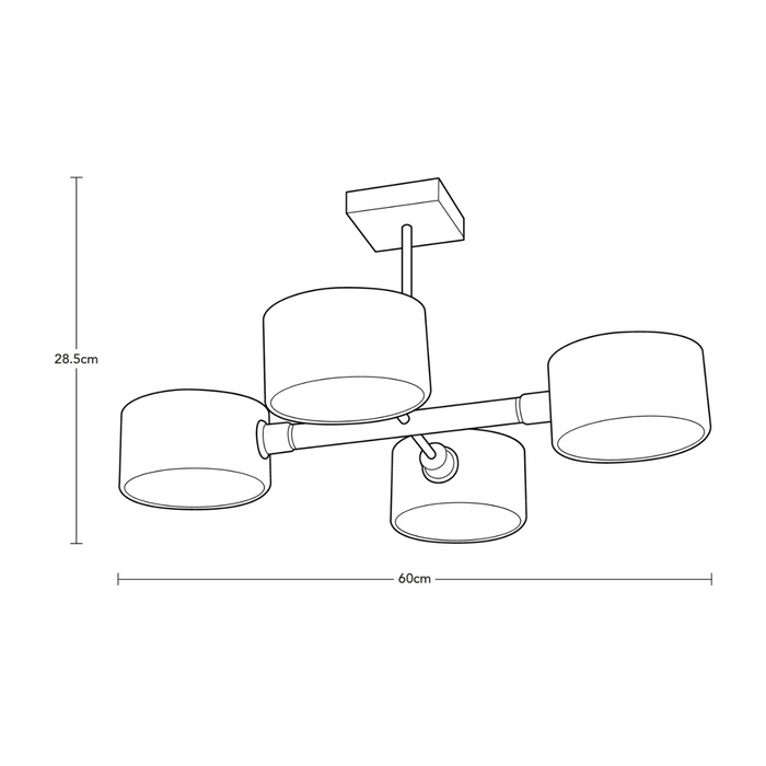 Lámpara de Techo Led Cromo Gris Modern Luxe E14 10w 4 Luces