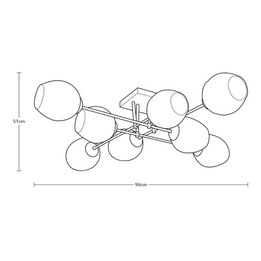 Lámpara de Techo Sputnik Negro Mate E27 40w A55 8 Luces