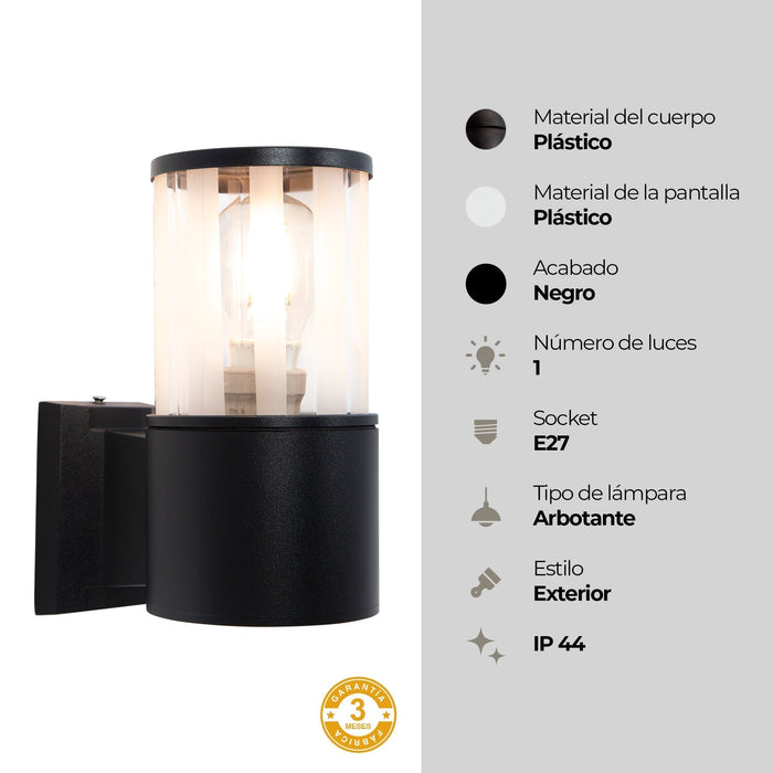 Lámpara para exterior negro 1L E27 60W Berlín