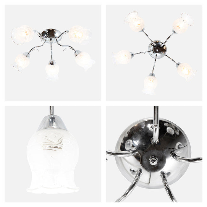 Lámpara de Techo Plata Cromo Clásico E27 40W 5 Luces