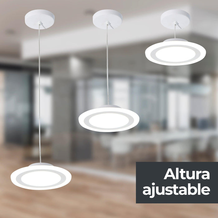 Lámpara Colgante Blanco Luz Led Integrado 16w
