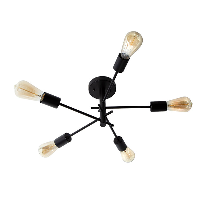 Lámpara de Techo Vintage Negro 40W E27 5 Luces