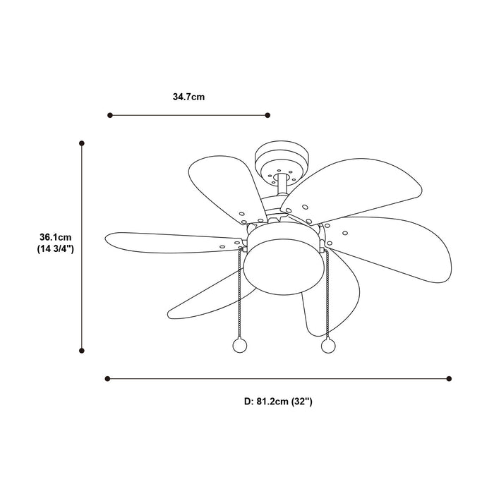 Ventilador Techo Artfan Níquel Cepillado 32" 1 Luz 60W E27