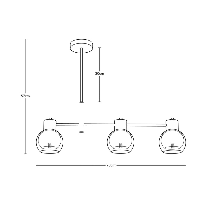 Lámpara Colgante Opulent Lights Negro E27 40w 3 Luces