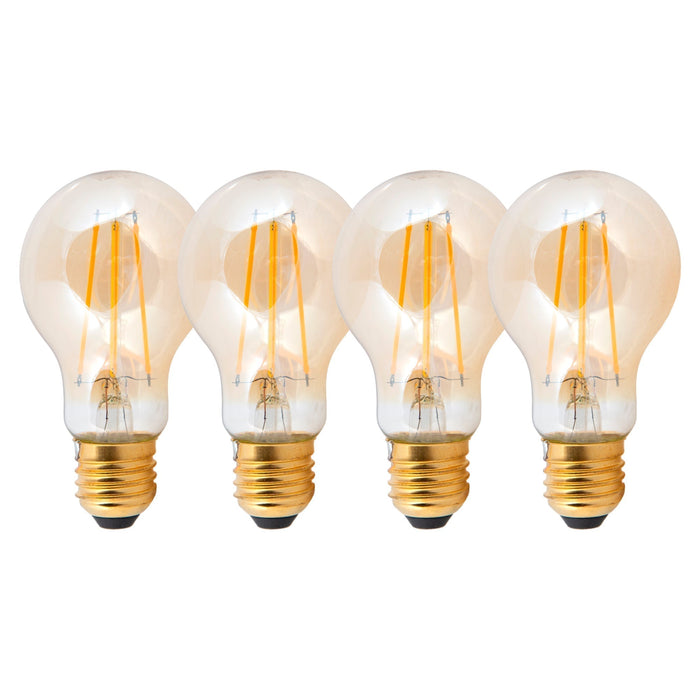 Focos Filamento LED Luz Amarilla Ambar Vintage  3000K 7W A60 4 set