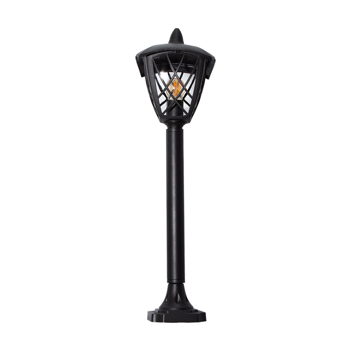 Lámpara de poste exterior IP44, acabado negro, 1 luz E27, 10W