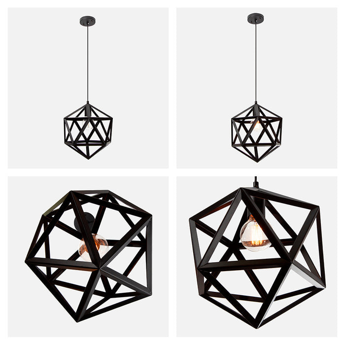 Lámpara Colgante Vintage  Hexágono Negro Mate E27 60w 1 Luz
