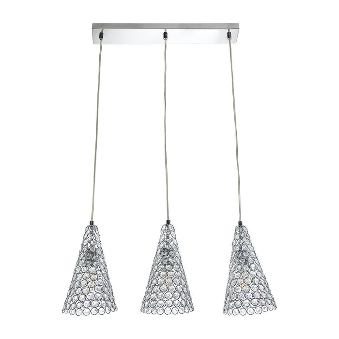 Lámpara Colgante Ike Lite de 40 W Color Cromo Transparente de 3 luces