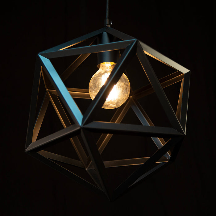 Lámpara Colgante Vintage  Hexágono Negro Mate E27 60w 1 Luz