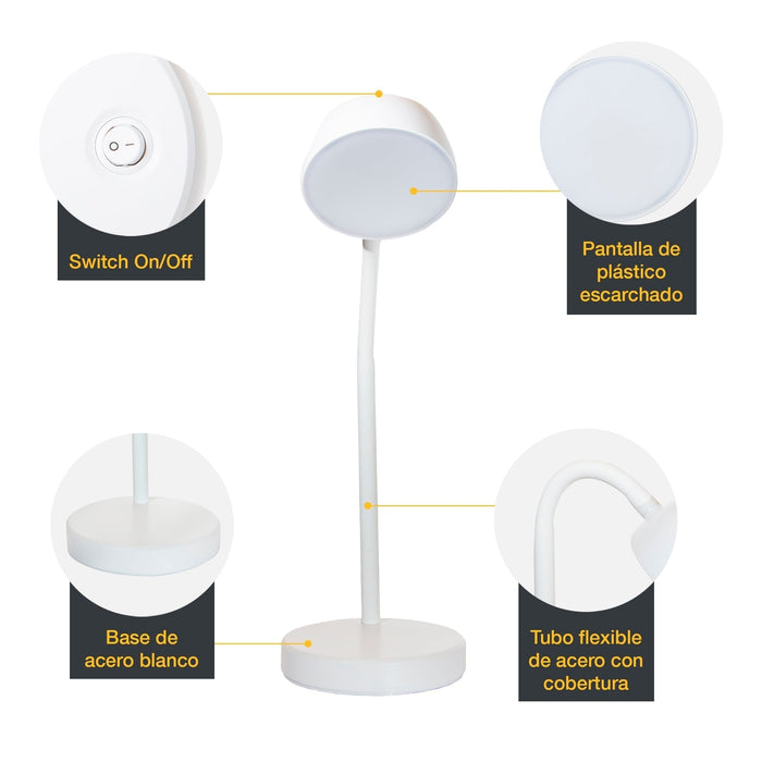 Lámpara LED De Lectura Para Escritorio Luz Blanca 6500K