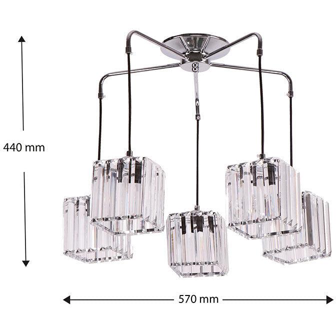 Lámpara Techo Cromo 5L E27 40W
