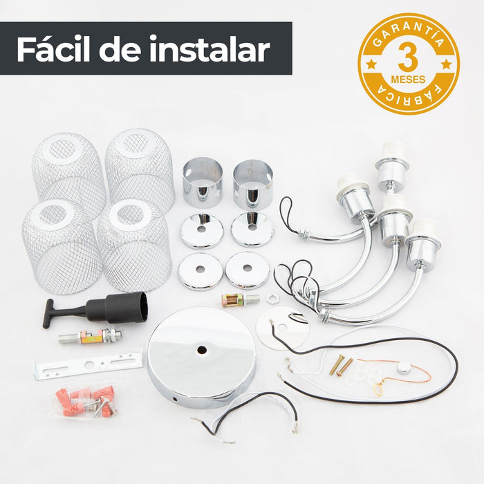 Lámpara Techo Cromo E14 60W 4 Luces