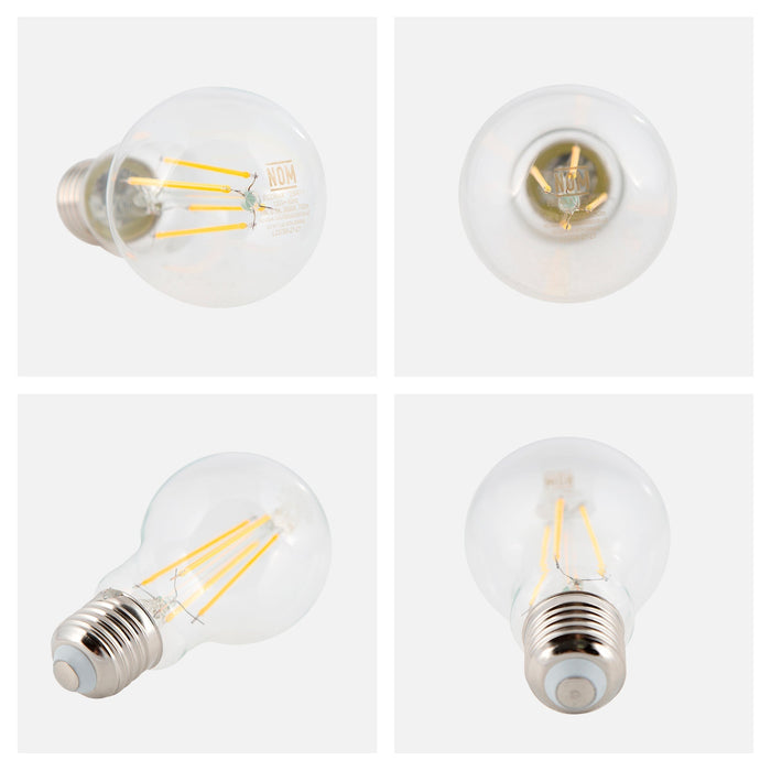 Foco Filamento LED Luz Amarilla Vintage  3000K 7W A60 4 set