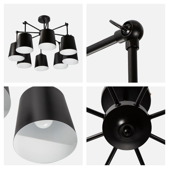 Lámpara de Techo Negro Mate Dark Decor E27 40W 8 Luces