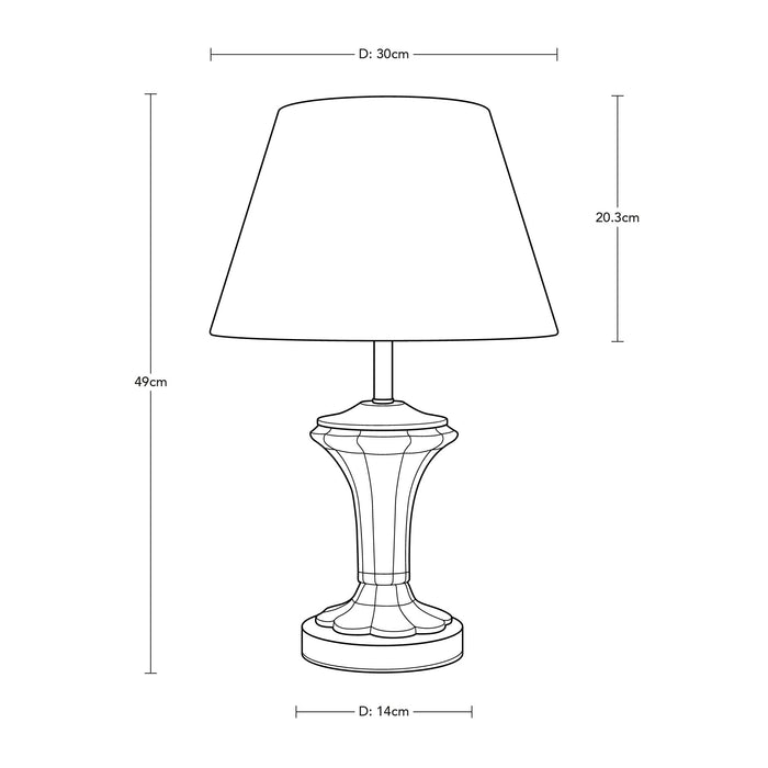 Lámpara de Mesa Clásico Blanco E27 60w 1 Luz