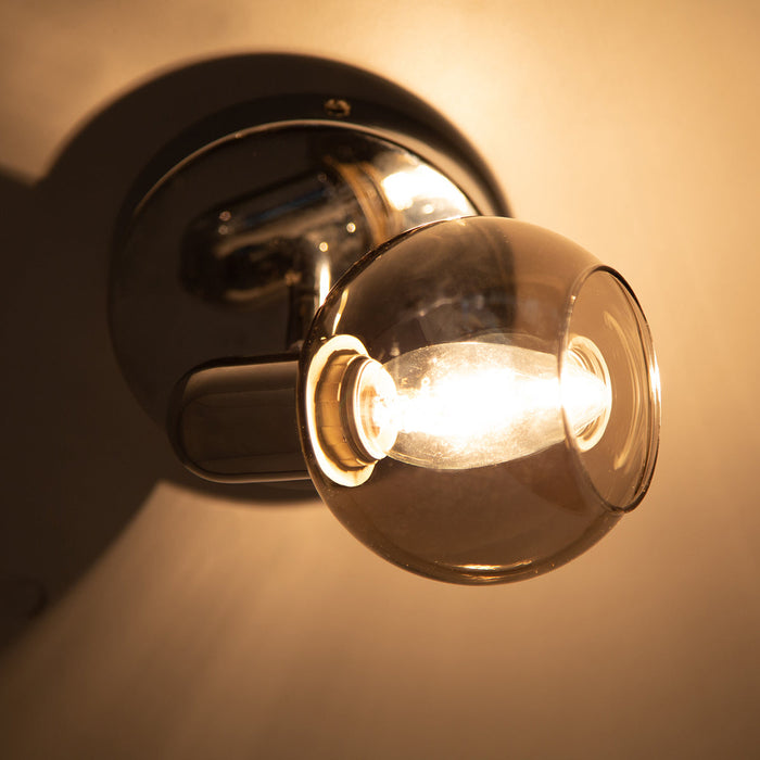 Lámpara de Techo / Pared Ahumado Cromo E14 40w 1 Luz
