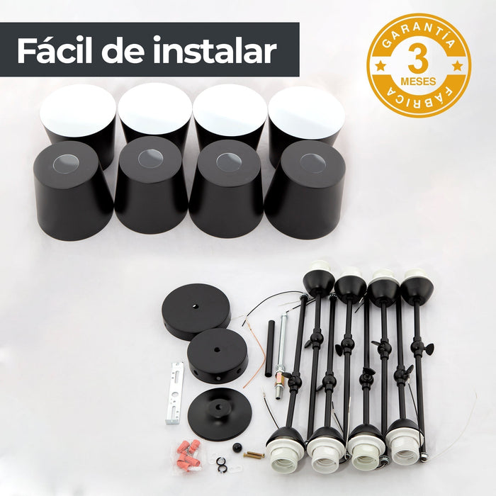 Lámpara de Techo Negro Mate Dark Decor E27 40W 8 Luces
