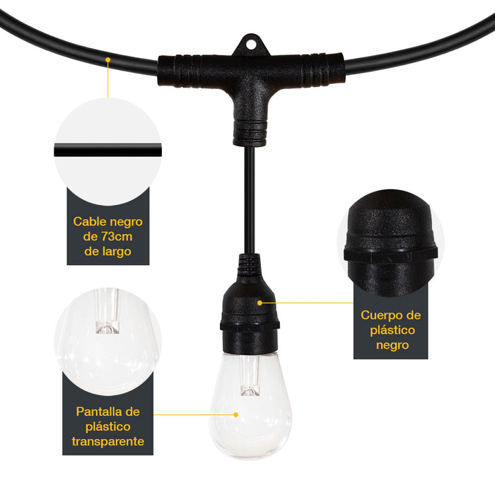 Tira LED 12 Luces Cadena 10 w Impermeable RGB Multicolor