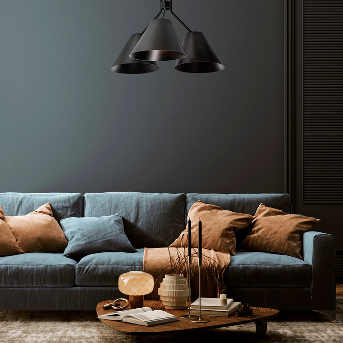 Lámpara Colgante Dark Decor Negro E27 60w 3 Luces