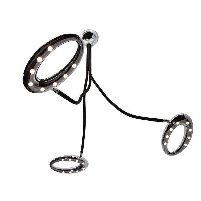 Lámpara de Techo LED, Cromo y Negro, 3 Puntos de Luz