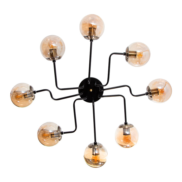 Lámpara Techo Negro Mate E27 40W 8 Luces