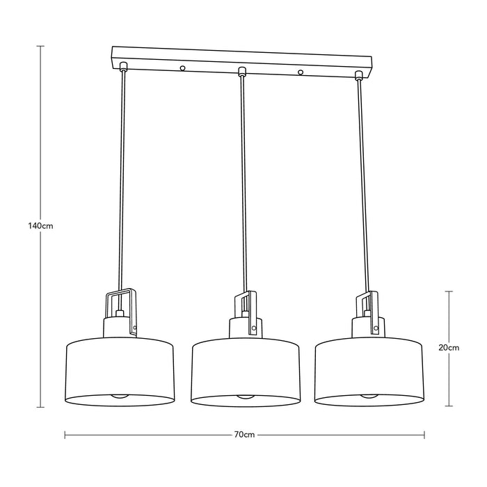 Lámpara Colgante Dark Decor Negro E27 40w 3 Luces