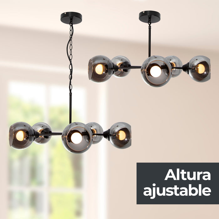 Lámpara Colgante Araña Negro Vidrio Ahumado 40w E27 5 Luces