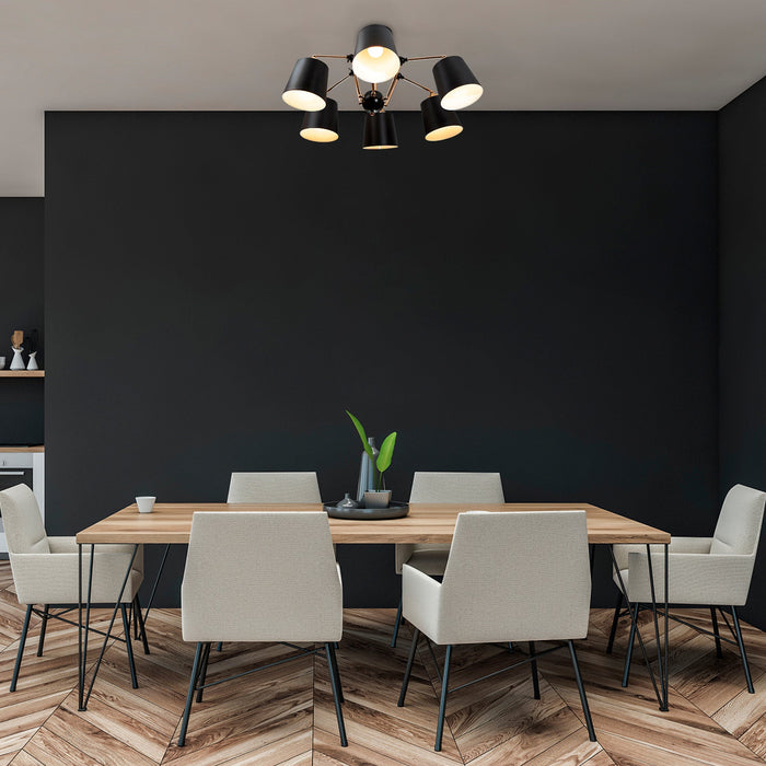 Lámpara de Techo Negro Oro Blanco Dark Decor E27 40W 6 Luces