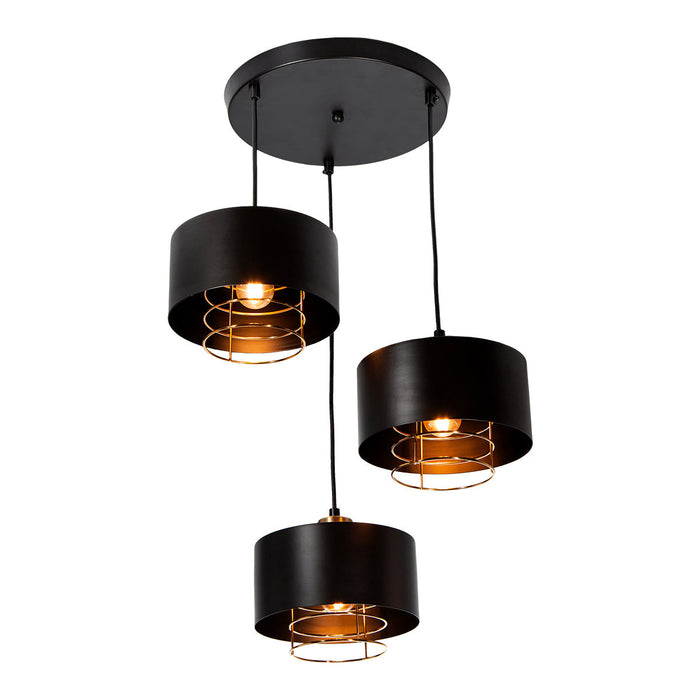 Lámpara Colgante Moderna Negro Socket E27 40w 3 Luces