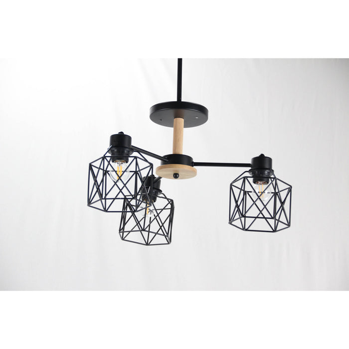 Lámpara Techo Negro 3L E27 40W