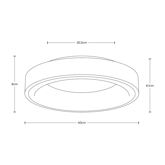 Lámpara de techo LED 20W, 3000/4000/6000K, estilo moderno, acabado blanco mate