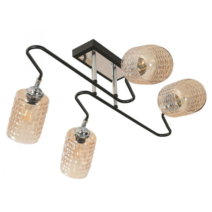 Lámpara Techo Negro 4L E27 60W