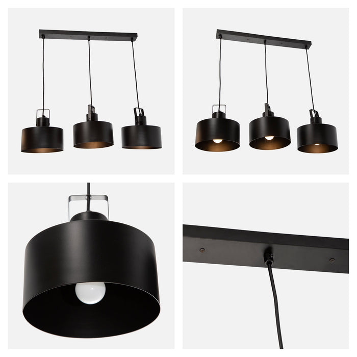 Lámpara Colgante Dark Decor Negro E27 40w 3 Luces
