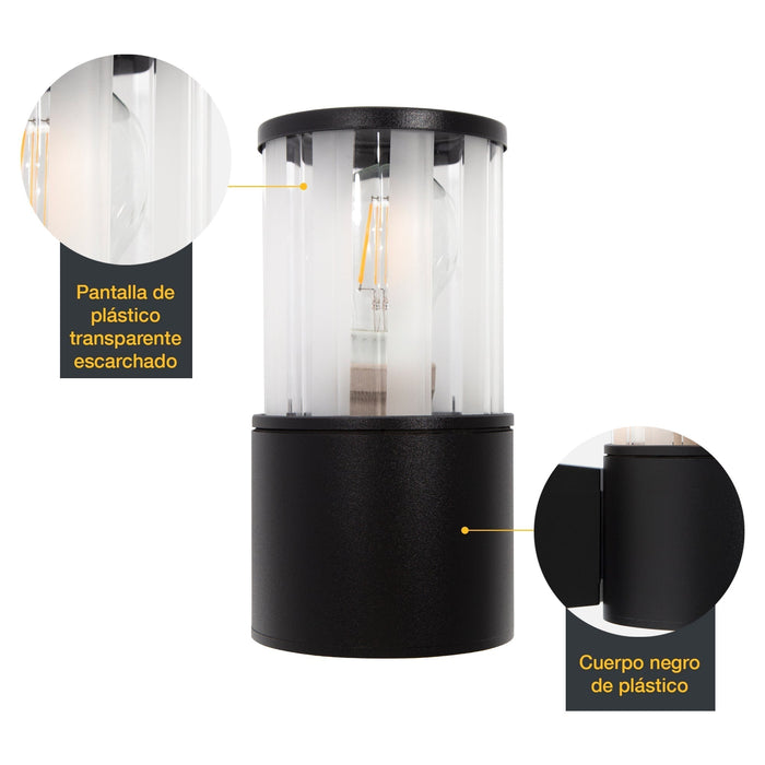 Lámpara para exterior negro 1L E27 60W Berlín