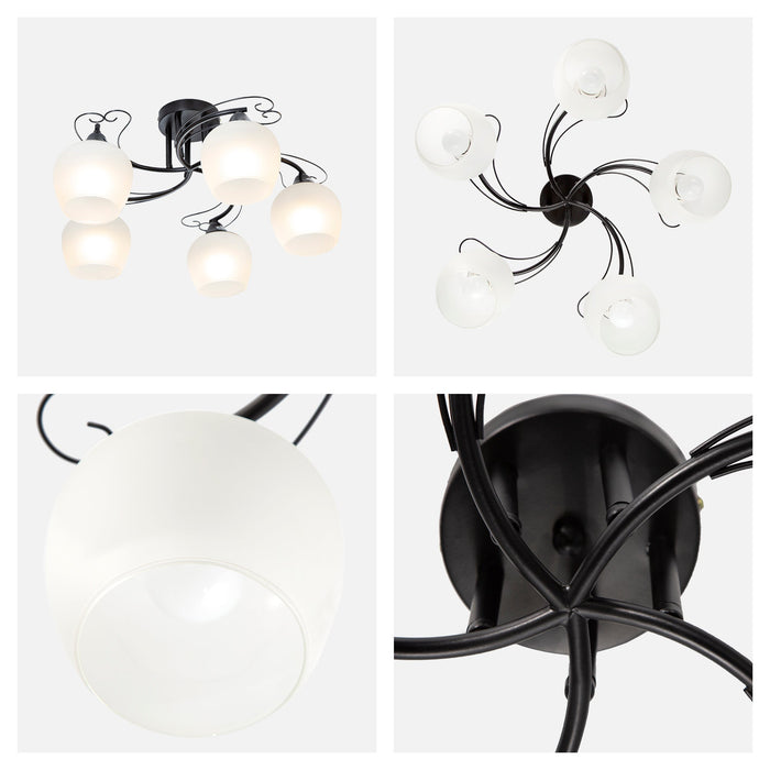 Lámpara Techo Moderno Negro E27 40W 5 Luces