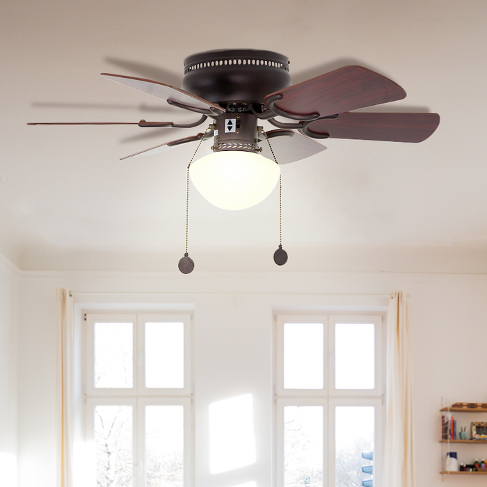 Ventilador Techo Chocolate 30" ARTFAN ANTONI, Aspas Nogal / Nogal Oscuro ,1 Luz.